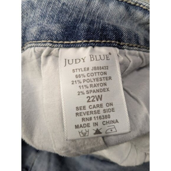 Judy Blue Skinny Jeans Lace Patch Womens 22W Bleach Splash Destroyed Distressed - Picture 5 of 16